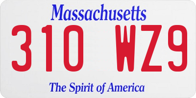 MA license plate 310WZ9