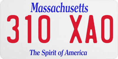 MA license plate 310XA0