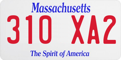 MA license plate 310XA2
