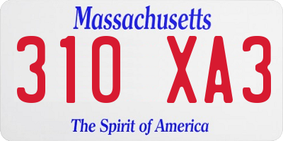 MA license plate 310XA3