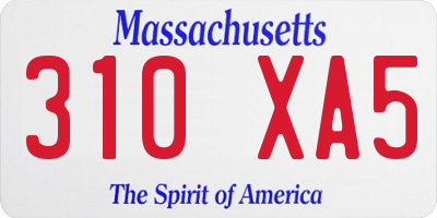 MA license plate 310XA5