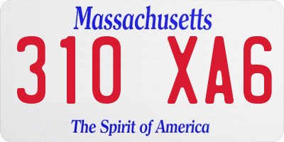 MA license plate 310XA6