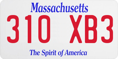 MA license plate 310XB3