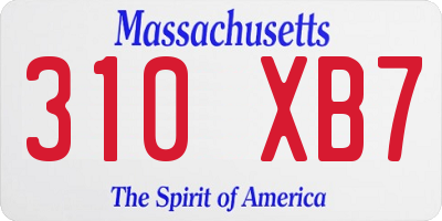 MA license plate 310XB7