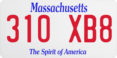 MA license plate 310XB8