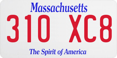 MA license plate 310XC8