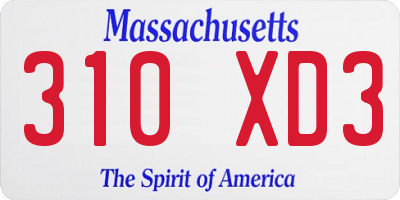 MA license plate 310XD3