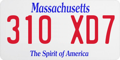 MA license plate 310XD7