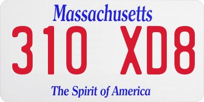 MA license plate 310XD8