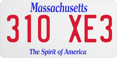 MA license plate 310XE3