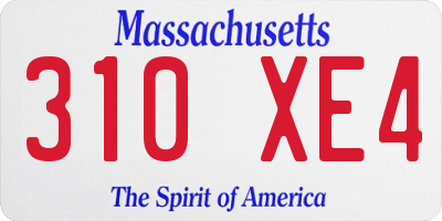MA license plate 310XE4