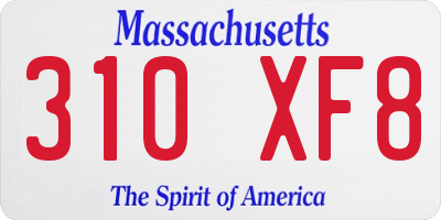 MA license plate 310XF8