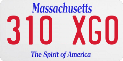 MA license plate 310XG0