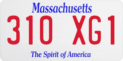 MA license plate 310XG1