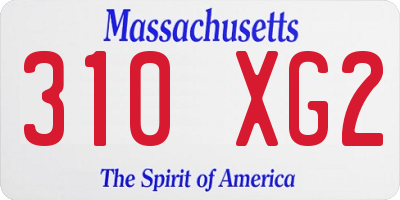 MA license plate 310XG2