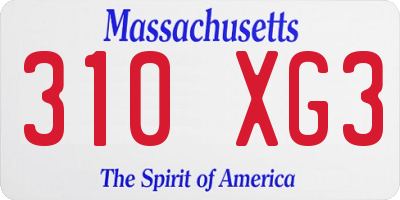 MA license plate 310XG3