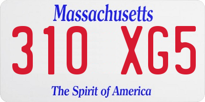 MA license plate 310XG5