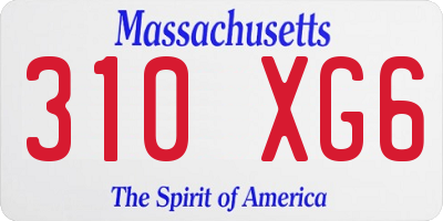 MA license plate 310XG6