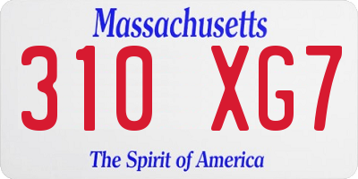MA license plate 310XG7