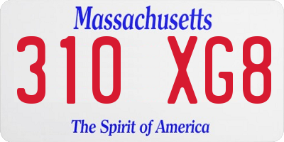 MA license plate 310XG8