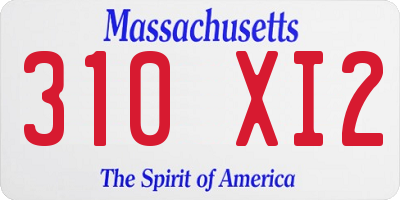 MA license plate 310XI2