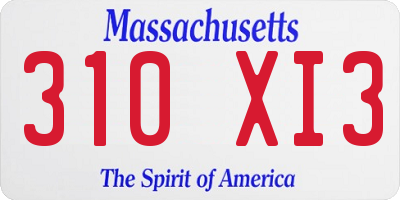 MA license plate 310XI3