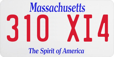 MA license plate 310XI4