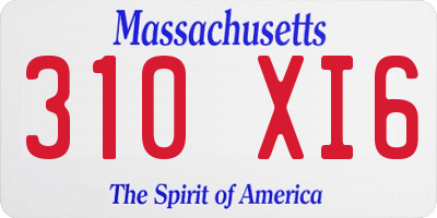 MA license plate 310XI6