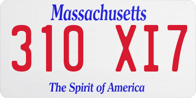 MA license plate 310XI7