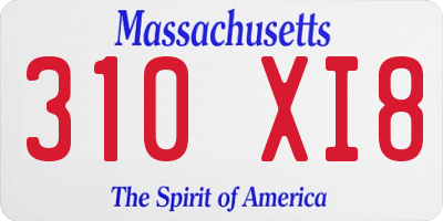 MA license plate 310XI8