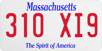 MA license plate 310XI9