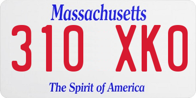 MA license plate 310XK0