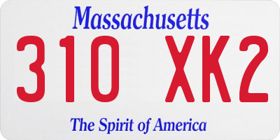 MA license plate 310XK2