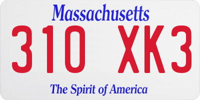 MA license plate 310XK3