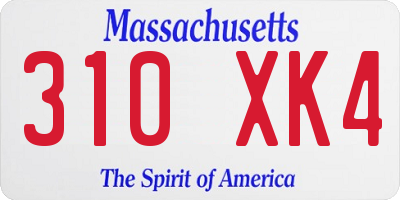 MA license plate 310XK4