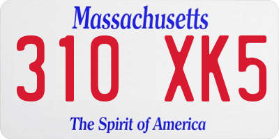 MA license plate 310XK5