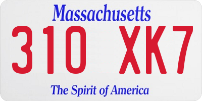 MA license plate 310XK7