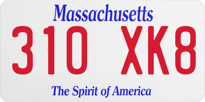 MA license plate 310XK8