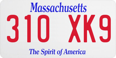 MA license plate 310XK9