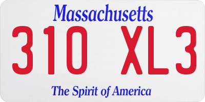 MA license plate 310XL3