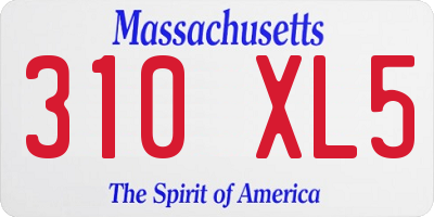 MA license plate 310XL5