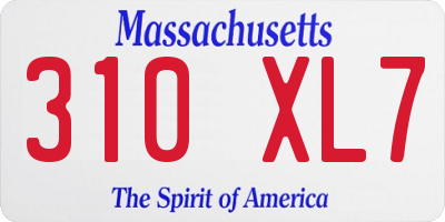 MA license plate 310XL7