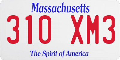 MA license plate 310XM3