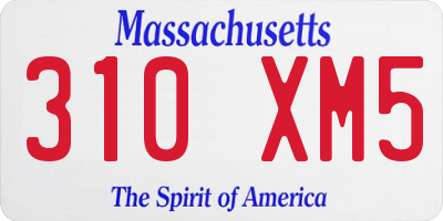 MA license plate 310XM5