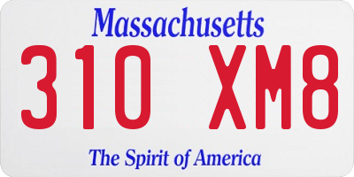 MA license plate 310XM8