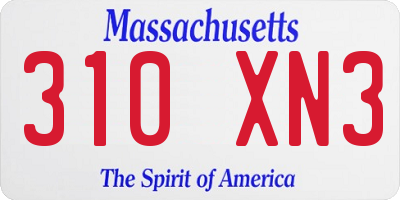 MA license plate 310XN3