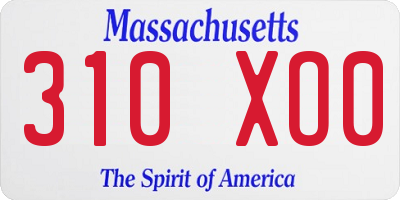 MA license plate 310XO0