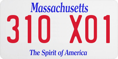 MA license plate 310XO1