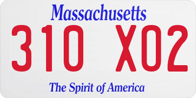 MA license plate 310XO2