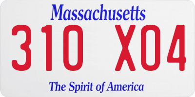 MA license plate 310XO4